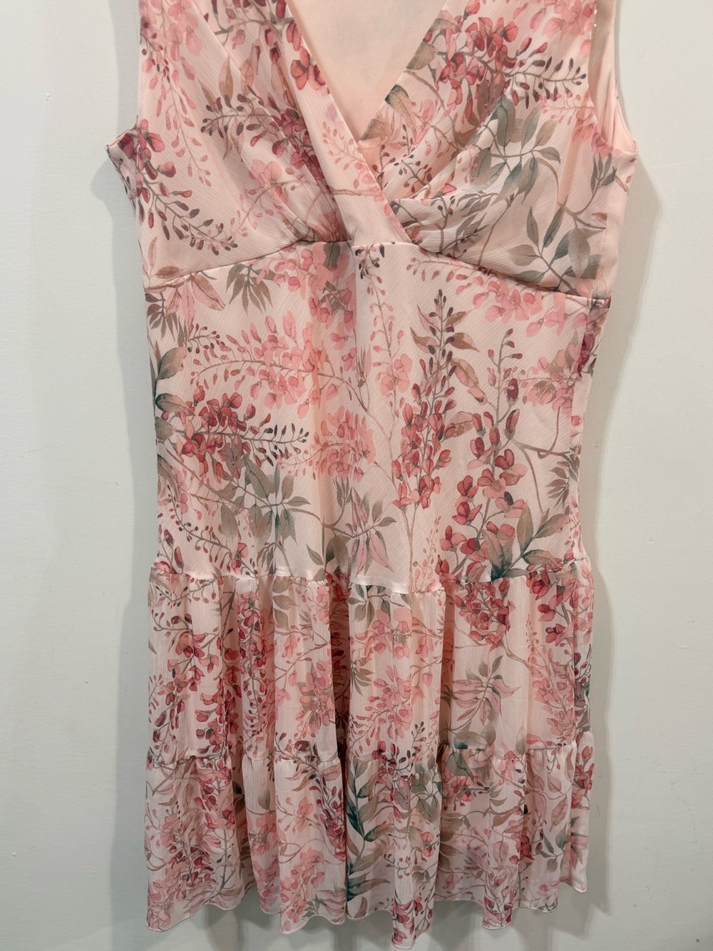 Connected Apparel Floral Airy Spring Summer Preppy Blush Pink Midi Dress Size 16 - Picture 4 of 10
